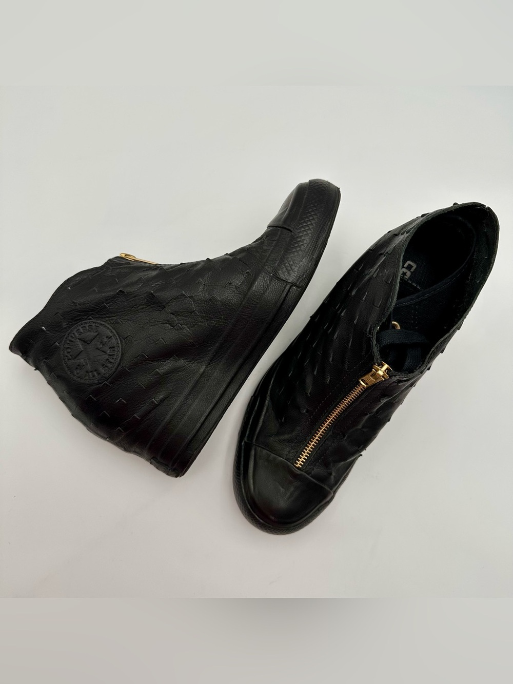 Converse Chuck Taylor Mid Lux Shroud Black Leather Boots Size 8 - Excellent